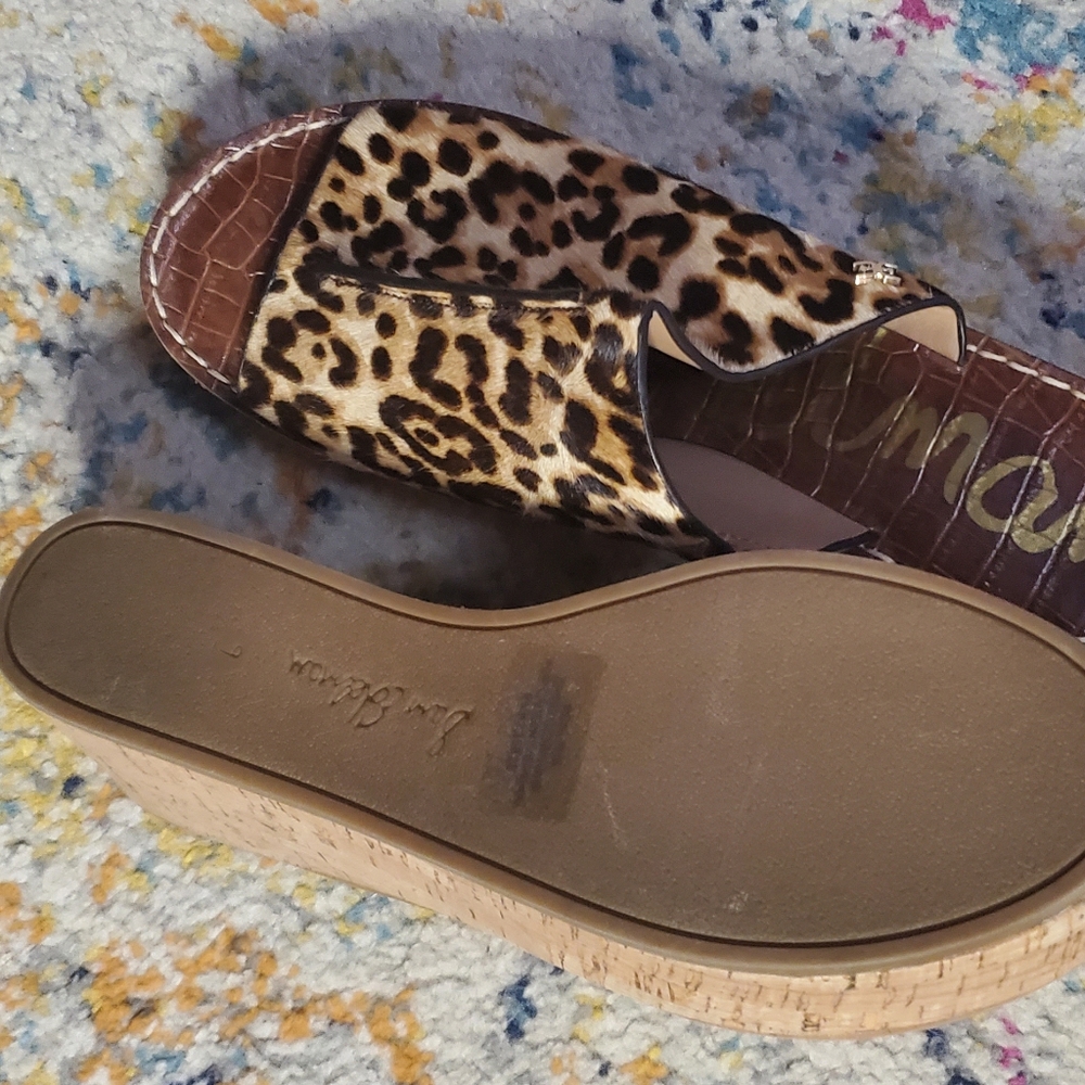 Sam Edelman Leopard Print Cork Wedge Sandals - Picture 4 of 7